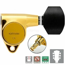 NEW Gotoh SG301-EN07 MG L3+R3 LOCKING Tuners Set Small EBONY Buttons 3x3 - GOLD