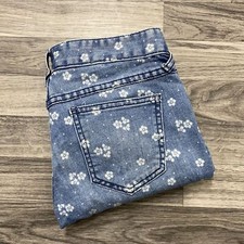 FREE PEOPLE Skinny Leg Low Rise Blue Floral Print Denim Jeans Women's 25 Waist