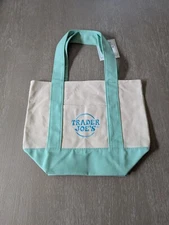Trader Joe's Green Pastel Mini Canvas Tote Bag NWT Limited Edition 2025