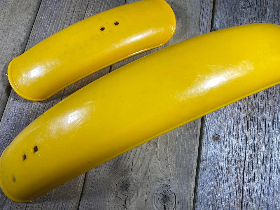 .OLD SCHOOL BMX MX BICICLETA MOTOCROSS MX BICICLETA AMARILLO PLÁSTICO GUARDABARROS NOS Foto 4 de 4