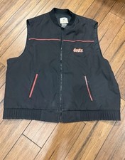 Vintage Coca Cola Riverside Large Zip-Up Black Vest Embrodered Iconic Logo