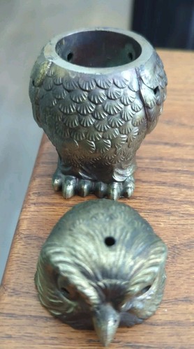 2 Piece Metal OWL INCENSE BURNER Vintage 3.5" - Picture 5 of 9