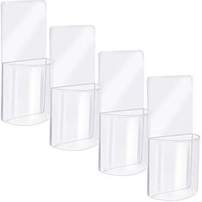 4 Pieces Wall Mount Remote Control Holder Self Adhesive Pen Holder for Wall