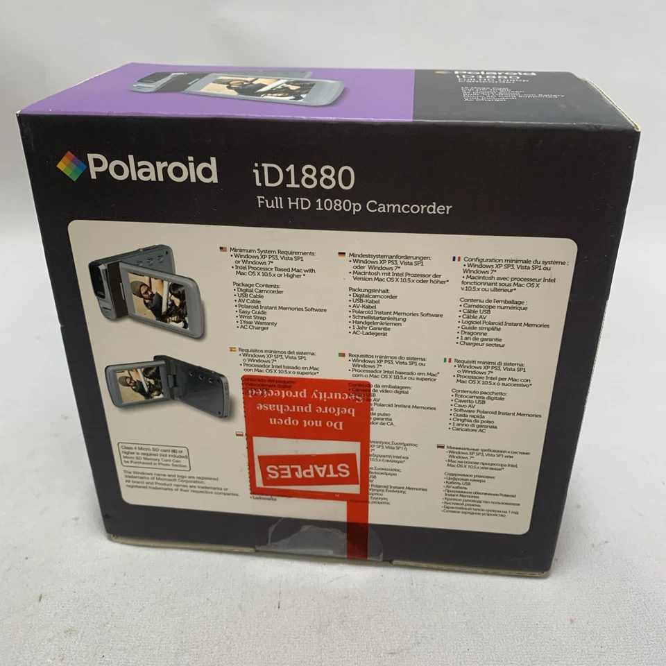 Polaroid iD1880 Full HD 1080P Camcorder Black New Sealed in Box - Image 3 of 3