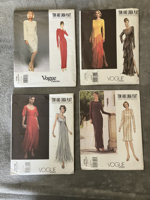 4 Vogue UNCUT Patterns Tom & Linda Platt Evening Gowns Dresses Size 12-14-16