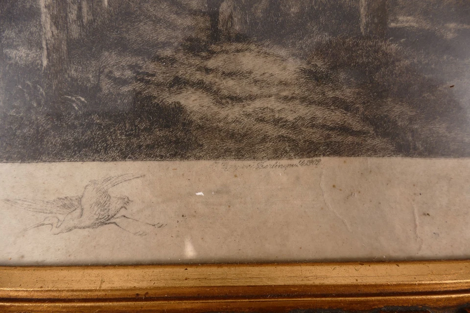 Stahlstich Berlin 1902 Rahmen Jugendstil Allee mit Familie - Bild 4 von 4