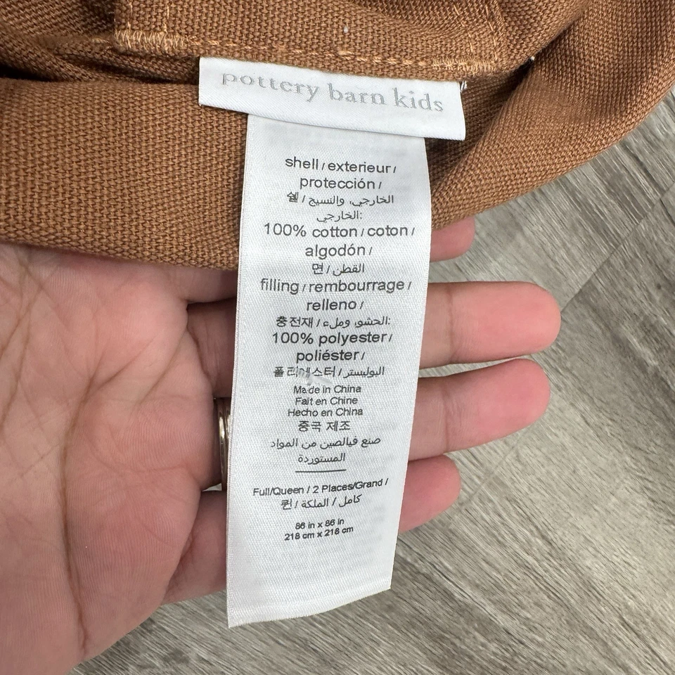 Pottery Barn Kids Faux Leather Bean Bag Slipcover Tan-Brown Cotton - Image 2 of 4