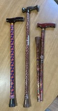 Lot 3 Derby Handle Walking Canes Sticks Lightweight Adjustable 1 Folding