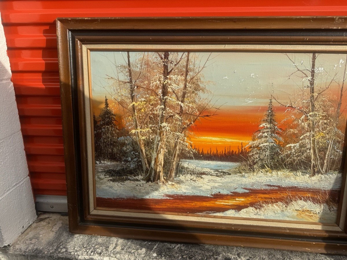 Vtg Original Signed G WHITMAN Landscape Oil Painting 44X33”Read
