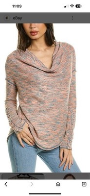 Women s Free People Misty Long Sleeve Waffle Knit Cowl Neck Top Size XS