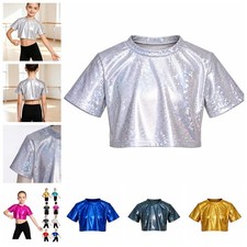 Girls Tee Practice Shirts Hip Hop Crop Top Activewear Tank Top Gymnastics Gym