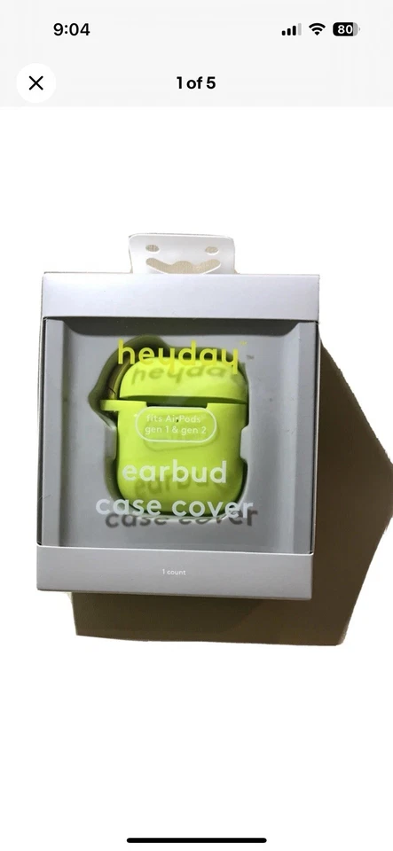 Heyday Apple AirPods Gen 1 y 2 Funda de Silicona - Funda para Auriculares Verde Lima Foto 2 de 4