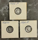 1935 P, 1937 P, 1939 P MERCURY DIMES, CIRCULATED, UNGRADED