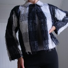 Fun 90s shaggy plaid lightweight jacket