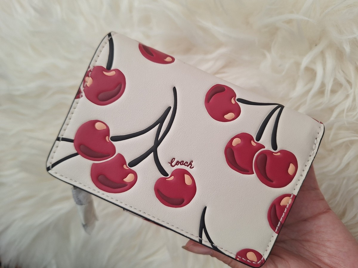 COACH CZ762 Women's Medium Corner Zip Wallet With Cherry