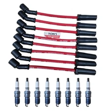 10mm Red Low Ohm Plug Wires For 99-13 Chevy GMC Cadillac 4.8 5.3 6.0 6.2 V8 LS
