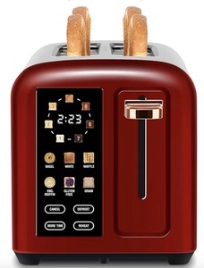 SEEDEEM Stainless Toaster 2 Slice, Digital LCD Display & Touch Buttons - Black