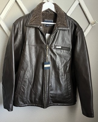 NWT! Joseph & Feiss Men's L Sherpa Lined Full Zip Leather Jacket
