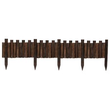 Decorative Garden Wooden Fence 8 in. H. x 3.7 ft. L. Burnt Wood Finish Border