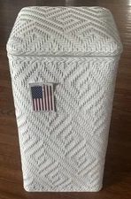 Vintage Lamont Athena White Faux Wicker Laundry Hamper Hinged Lid 23” EXCELLENT