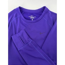 Nike Therma-FIT Purple Fleece Training Top Crewneck Sweatshirt Thumbholes M