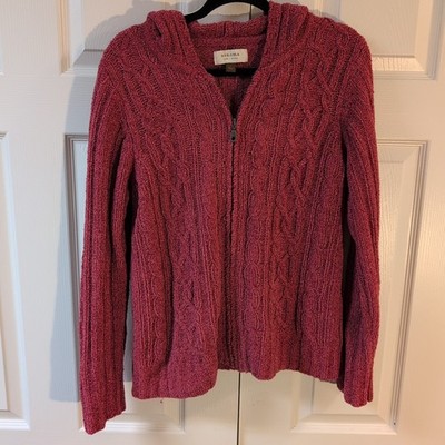 Sonoma Life + Style Mauve Hooded Velour Cardigan Sweater Women's Size Small
