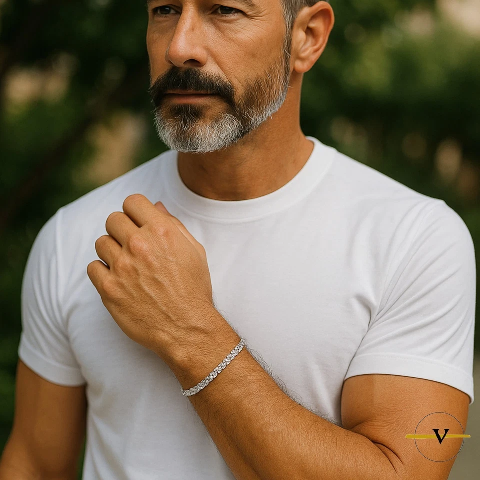 BRACCIALE TENNIS DONNA UOMO IN ARGENTO 925 CON ZIRCONI BIANCHI LUNGHEZZA 17 CM - Immagine 4 di 4