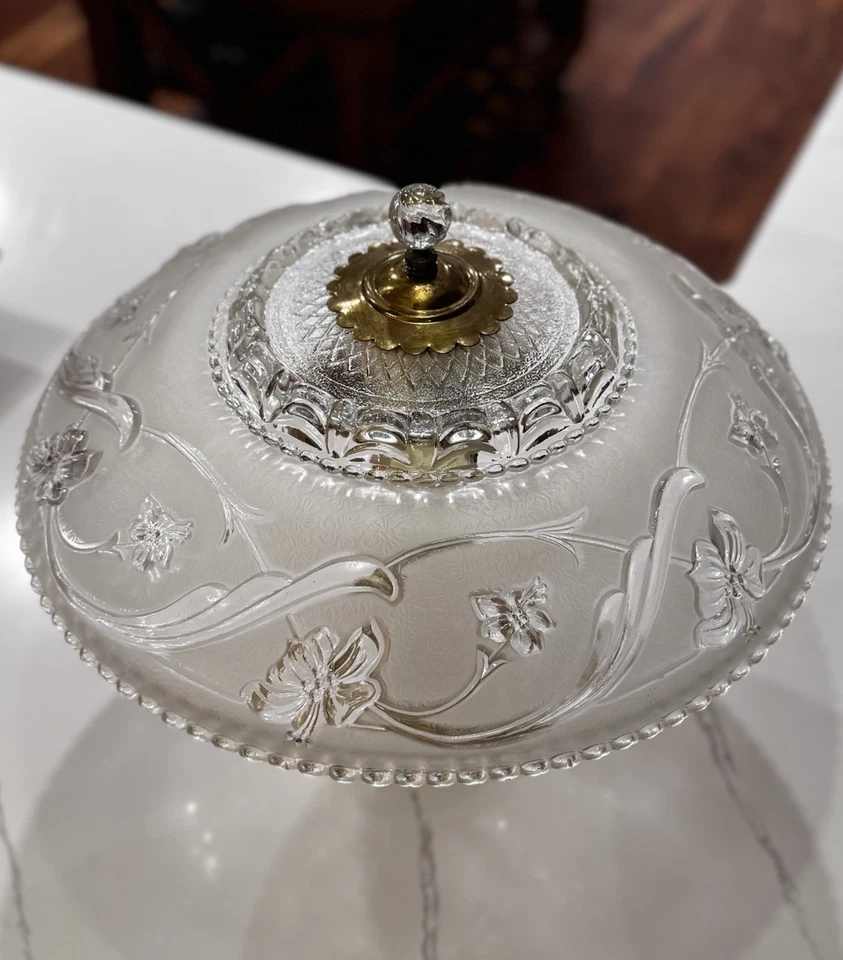 DE COLECCIÓN AÑOS 40 HARMONY HOUSE PORCELANA ARAÑA LÁMPARA DE TECHO PANTALLA DE VIDRIO Foto 3 de 4