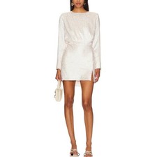 NWT Line & Dot Ivory Leopard-Jacquard Long-Sleeve Mini Dress
