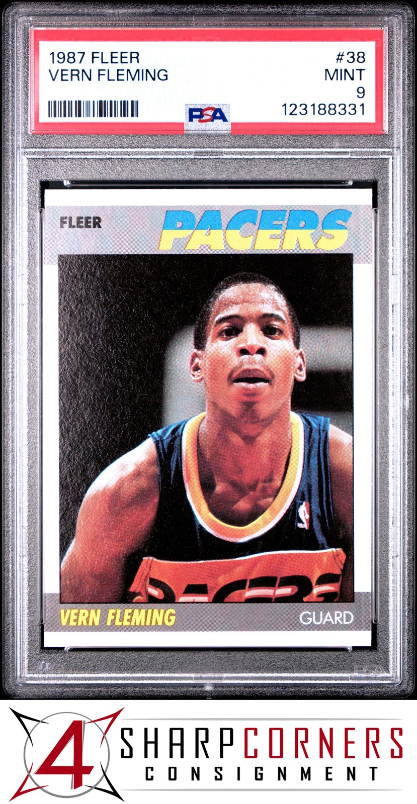 1987 FLEER #38 VERN FLEMING PACERS PSA 9