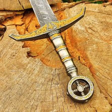 KNIGHTS TEMPLAR SWORD Hand Made Damascus Sword With pewter Handle..