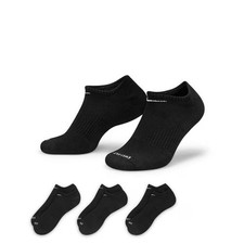 Nike Everyday Plus Cushioned No-Show Socks, Black 3pk Large, Wmn 10-13, Men 8-12