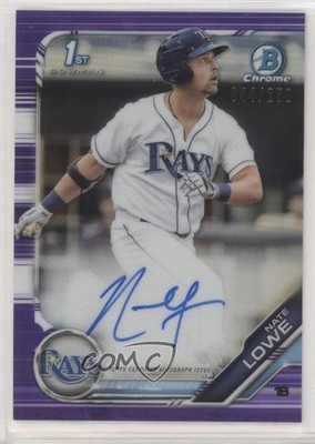 2019 Bowman Chrome Prospect Purple Refractor Nathaniel Lowe Rookie Auto RC 4l3