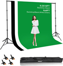 Green Screen Backdrop Kit 8.5X10Ft with 3Pcs 6X9Ft Backdrop for Party