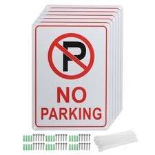 6Pcs 10x14" No Parking Sign with Symbol Sign Reflective Aluminum Caution Sign