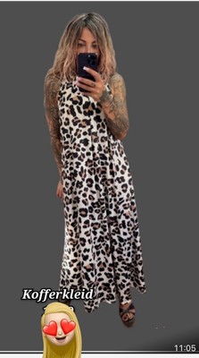 Damen Kofferkleid Maxi Maxikleid Leo Leokleid Boho Ibiza Hippie Sommer Mallorca