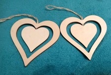 2 Preloved  Small Wooden Hanging Hearts