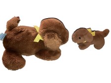 Eden Madeline Genevieve Puppy Dog Plush Lot Of 2 Brown Yellow Bow VTG 1994