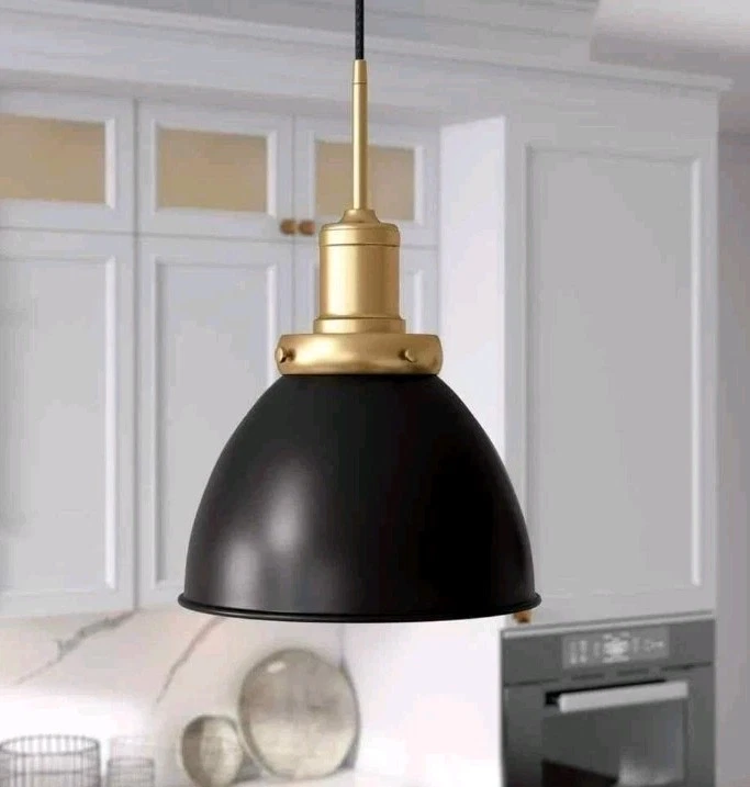 Meyer&Cross Madison 1 灯黑色青铜和黄铜吊坠带金属灯罩PD0736 — 第 2/4 张图片