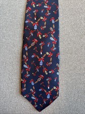 Christian Dior Monsieur Men’s Tie Silk USA Made 57”x4” Blue With Red Bow Print