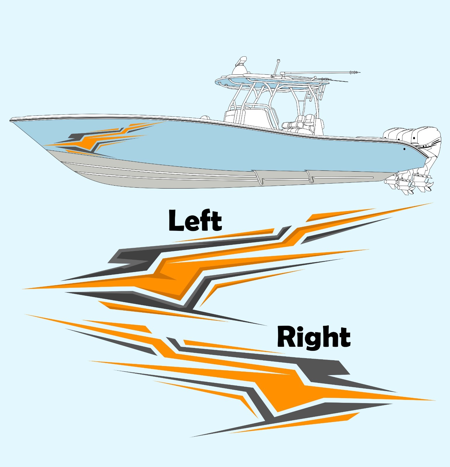Custom Sailing Graphics Custom Boat Graphics Decals – Fishing Boat Side Wrap Stripes – Made in ...
