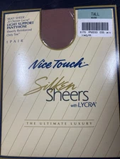 VTG Nice Touch Silken Sheers Tall Nude Lycra Pantyhose Hosiery Grannycore NWT