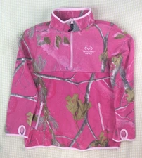 RealTree APC women's fleece pink camo 1/4 zip pullover size L