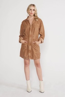Etica Laurel Utility Dress Vintage Tawny Brown Size Small Boho Chic Preppy