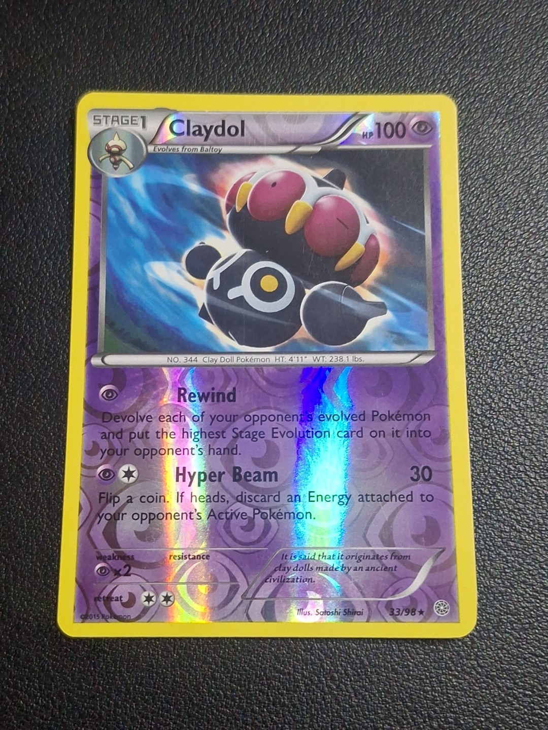 Claydol #33/98 Ancient Origins Reverse Holo Rare Pokemon Card Lightly Played