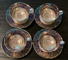 Set of 4 Paragon Demitasse Cup And Saucer Cobalt/ Gold- Excellent Condition