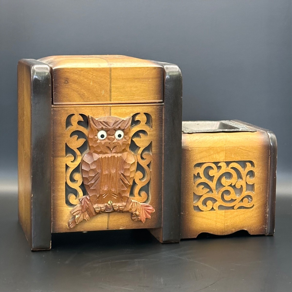 Vintage Art Deco Japanese Carved Musical Dancing Cigarette Box For