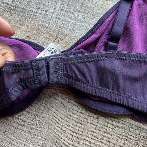 DKNY Signature Demi Lace Bra 32B Purple Underwire Nonpadded Sheer New - Picture 10 of 14