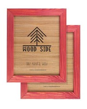 Rustic Wooden Picture Frames - Natural Solid Eco Wood - Wall/ Tabletop - Red