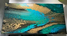 Acrylic Paint Pour Painting 10 X 20 Inch on Stretched Canvas, Original